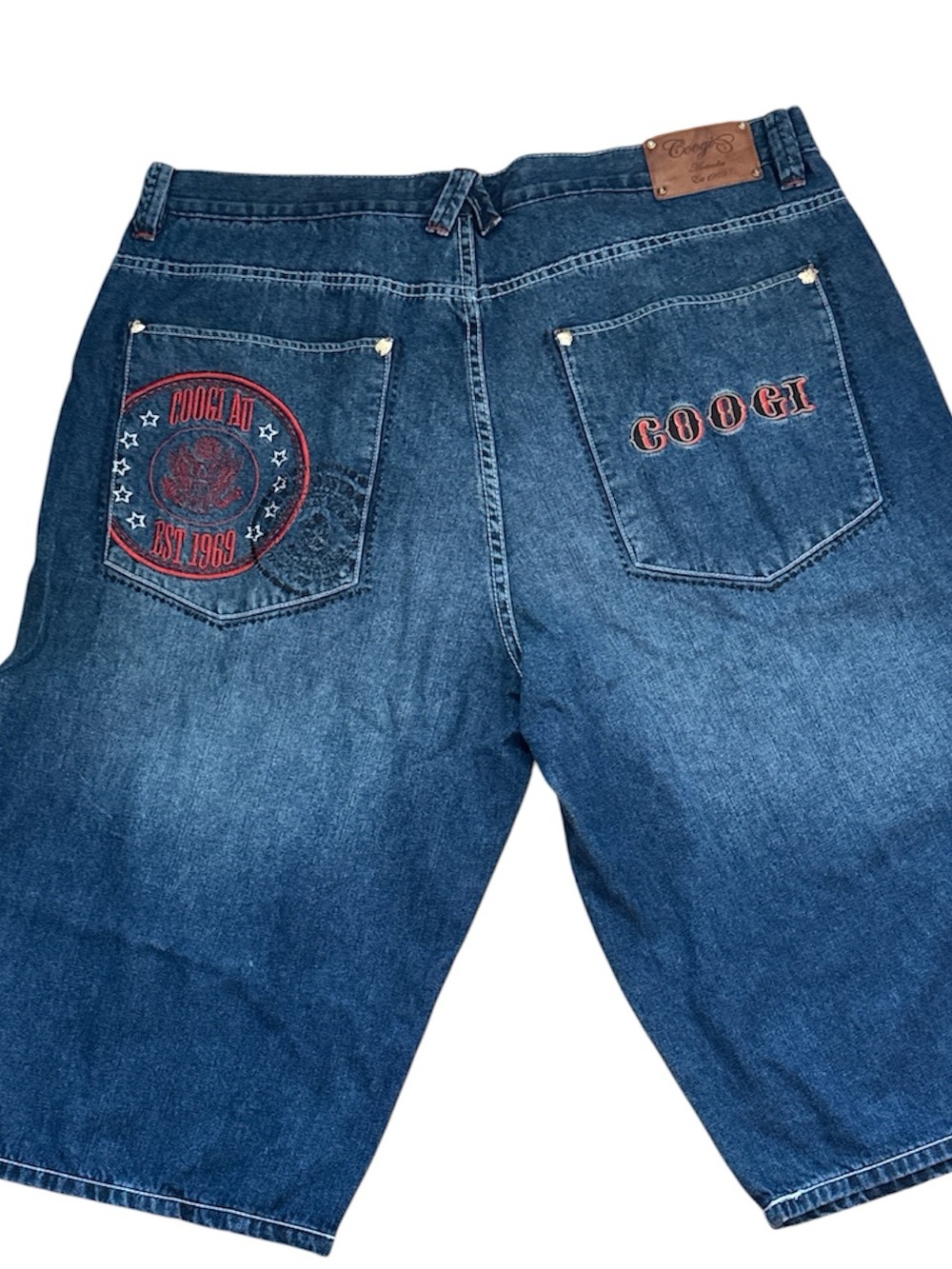 Coogi Men’s Skater Oversized Baggy Y2K Embroidered Shorts Size 44 Cotton Denim